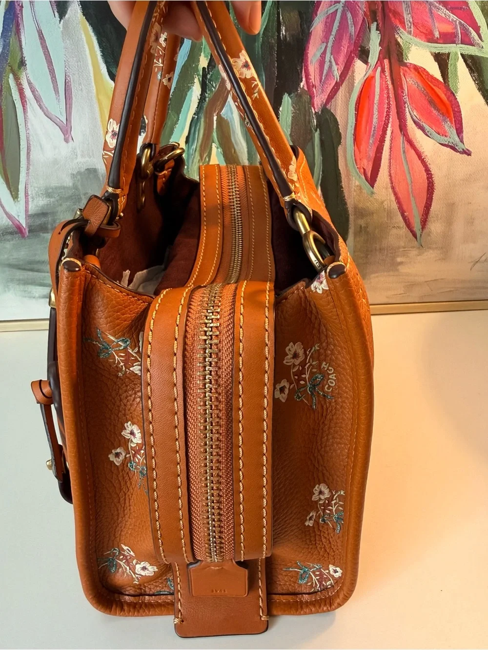 💯 Authentic RARE COACH Rogue 25 Floral Leather Tote Bag